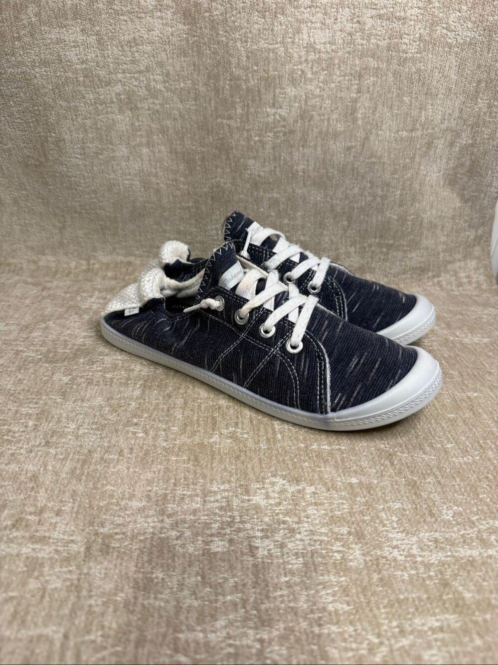 Tommy Bahama Womens No Tie Memory Foam Slip On Sneakers Navy/White Size 9.5